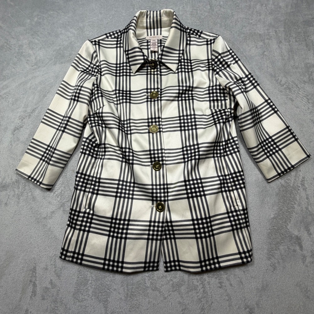 Vintage White Plaid Jacket Preppy Academic Size L Plaid Classic Minimalist